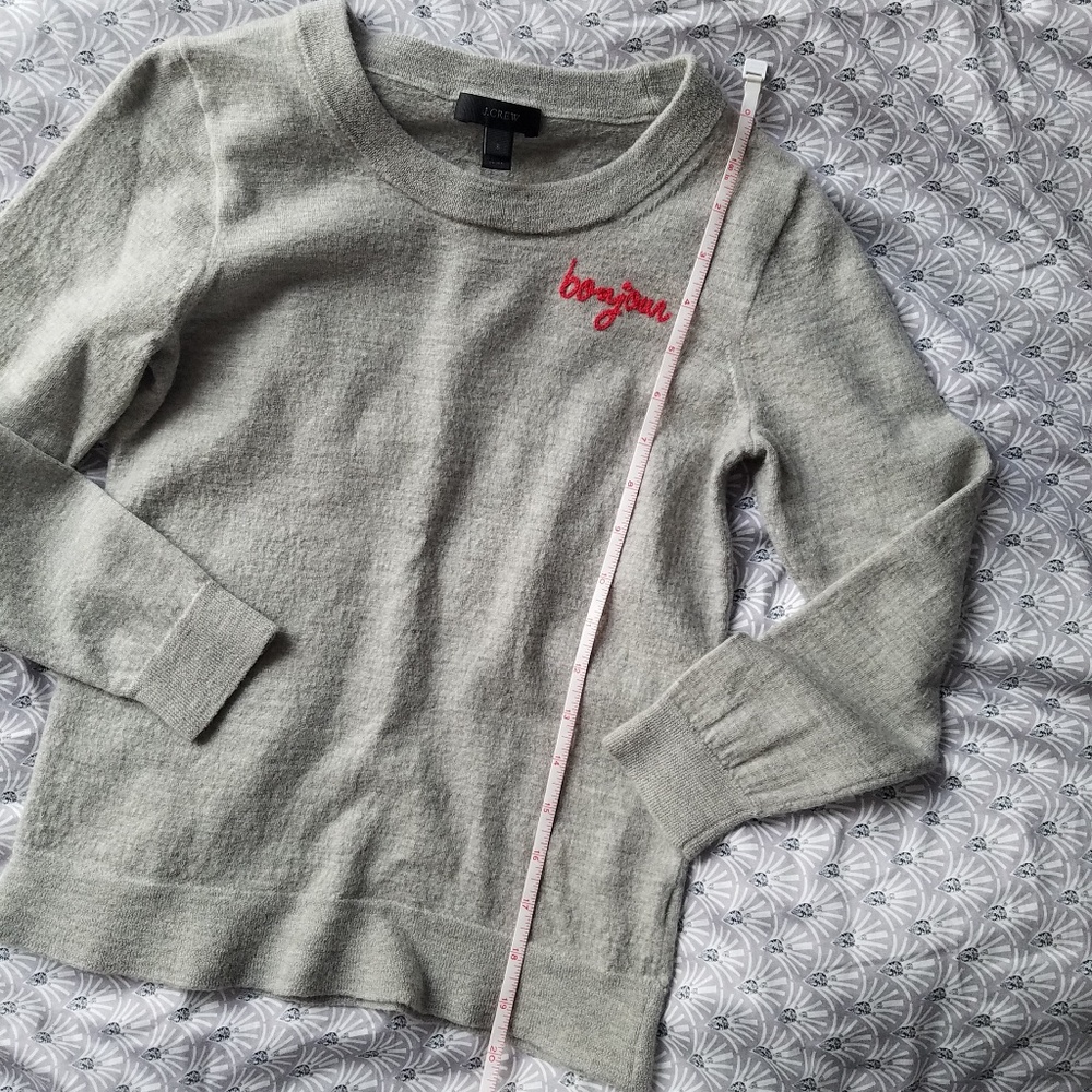 J. Crew Gray Merino Wool Bonjour Sweater